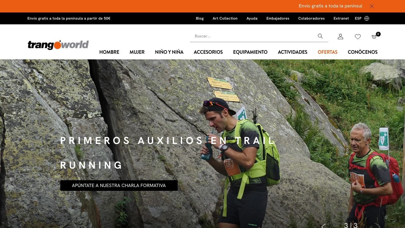 Captura real de la home de Trangoworld