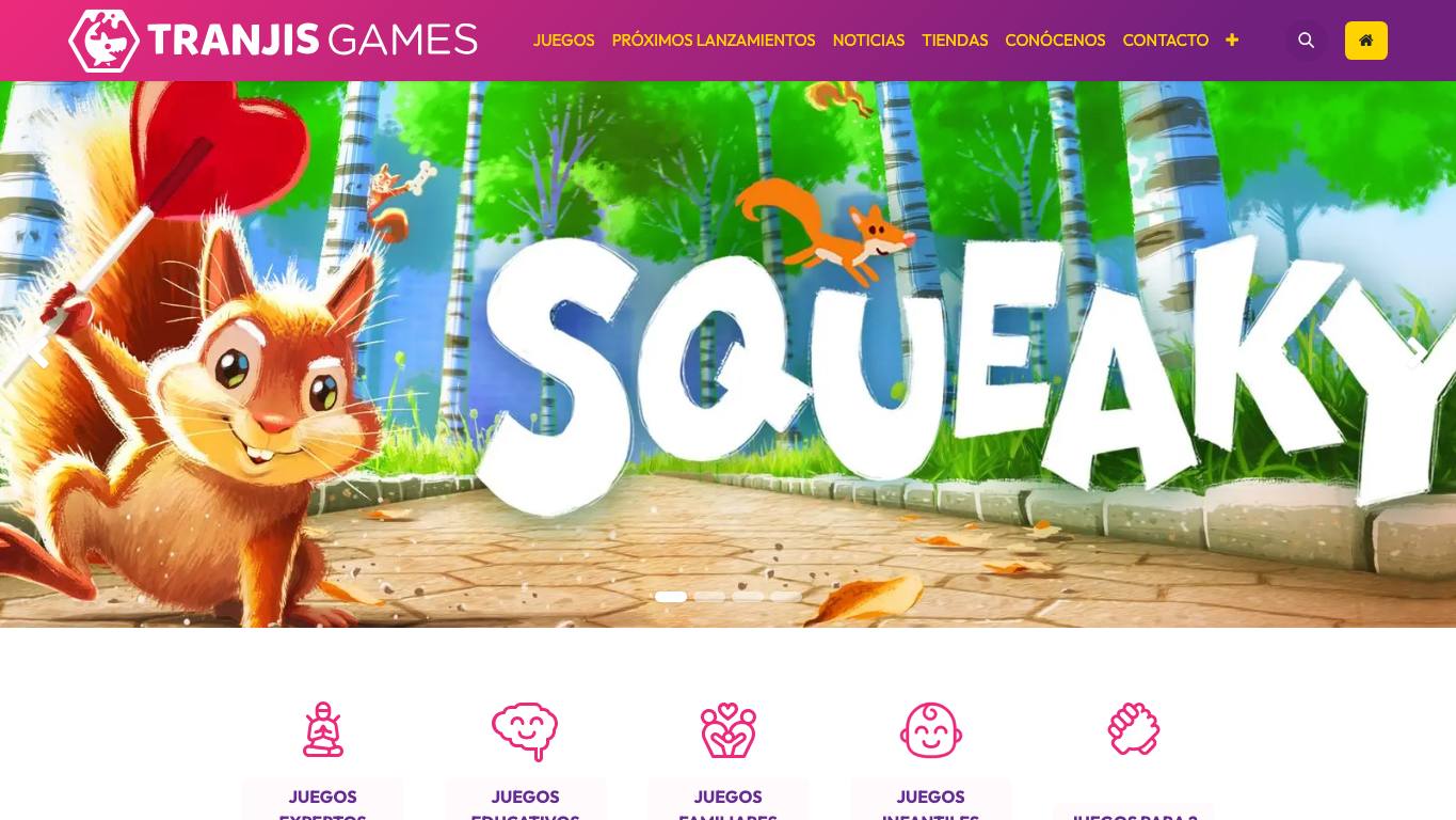 Captura limpia de la home oficial de Tranjis Games