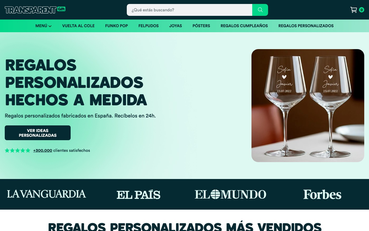Captura limpia de la home oficial de Transparent Gift