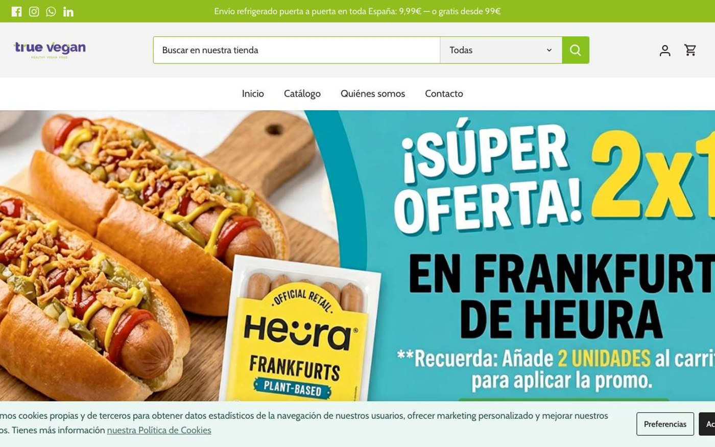 Captura limpia de la home oficial de True Vegan