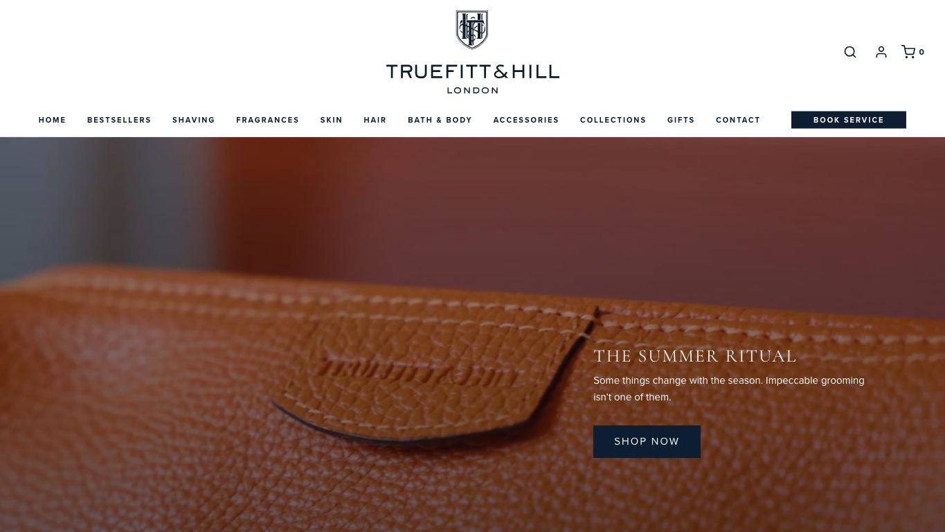 Captura de pantalla de la home de Truefitt & Hill
