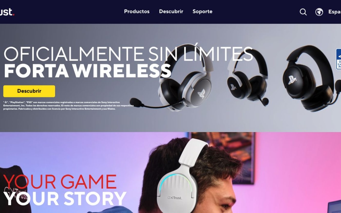 Captura de pantalla de la home de Trust