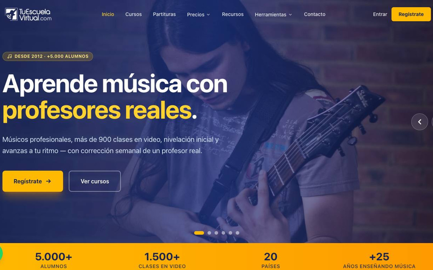 Captura de pantalla de la home de Tu Escuela Virtual