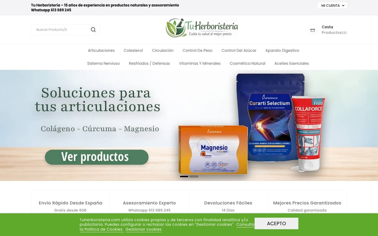 Captura limpia de la home oficial de Tu Herboristería