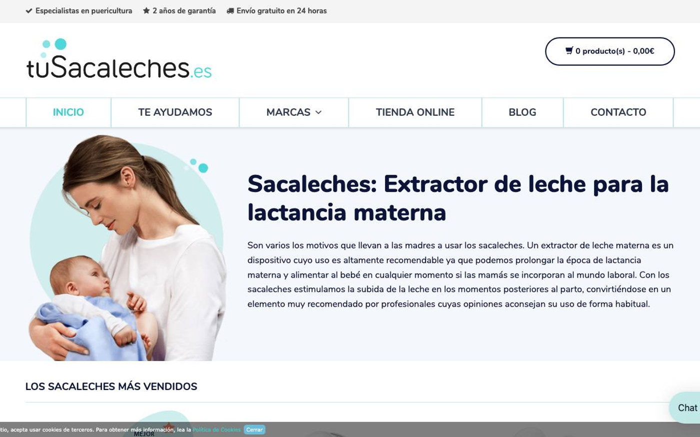 Captura de pantalla de la home de Tu Sacaleches