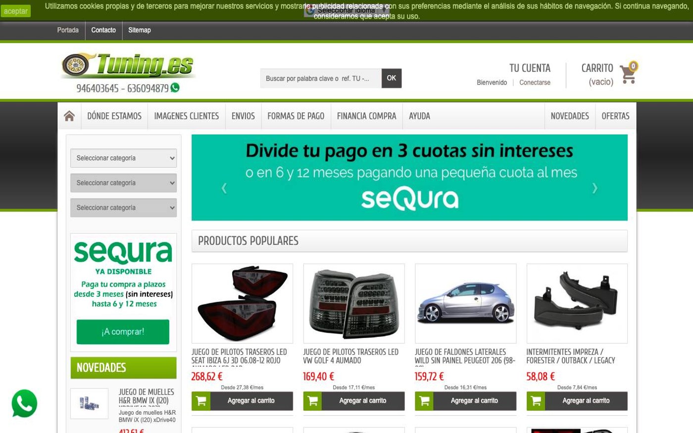 Captura limpia de la home de Tuning.es