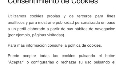 Consentimiento de Cookies