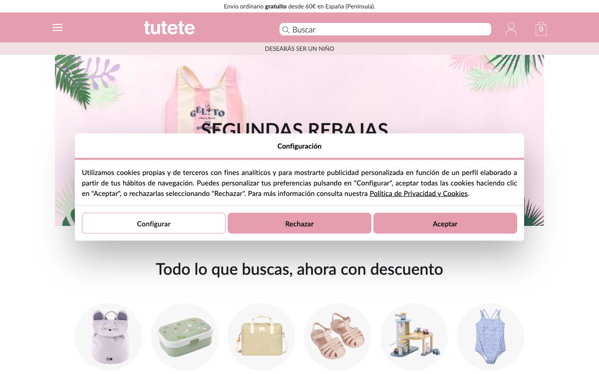 Captura limpia de la home oficial de Tutete