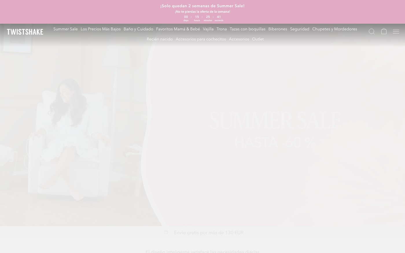 Captura de pantalla de la home de Twistshake