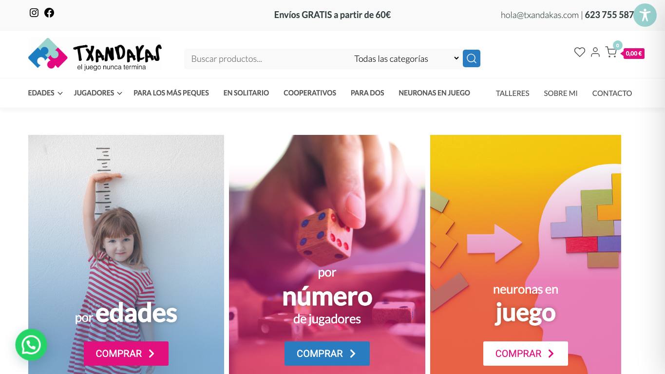 Captura limpia de la home oficial de Txandakas