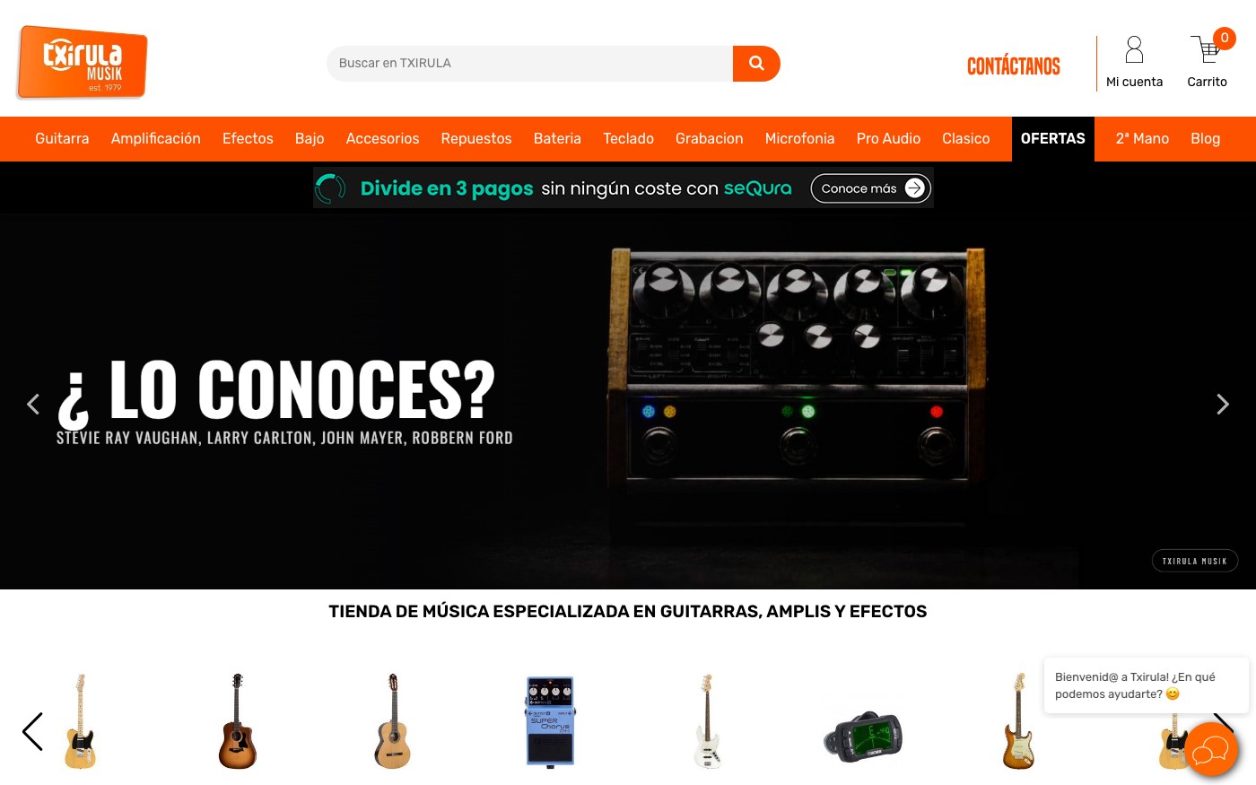 Captura de pantalla de la home de Txirula