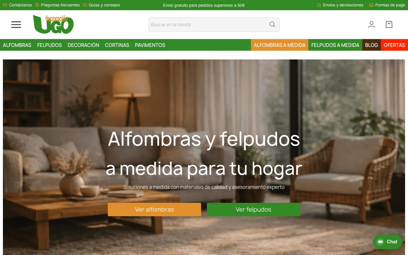 Captura limpia de la home oficial de Ugo Decoración