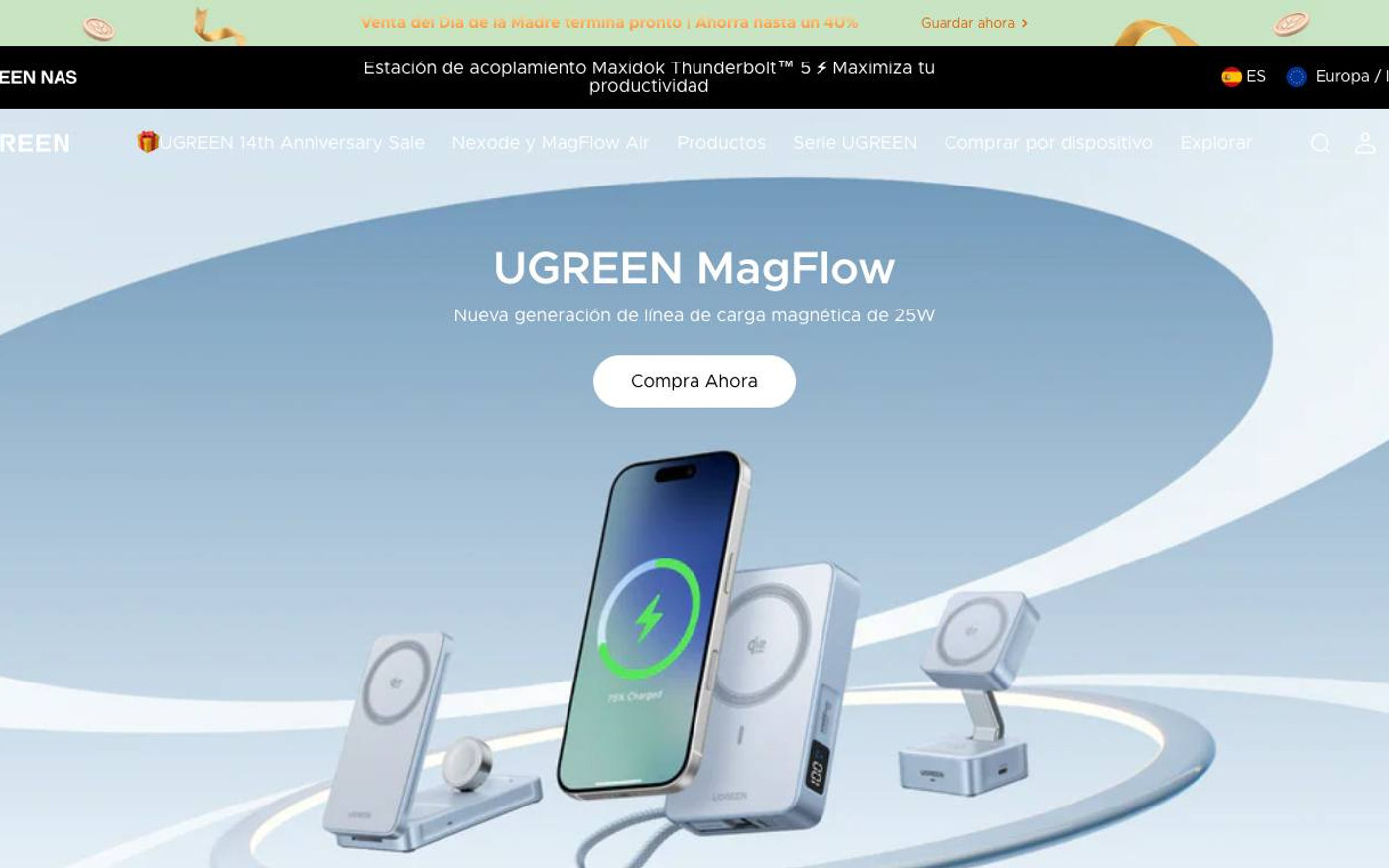 Captura limpia de la home oficial de UGREEN