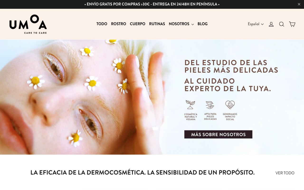 Captura limpia de la portada oficial de UMOA Cosmetics