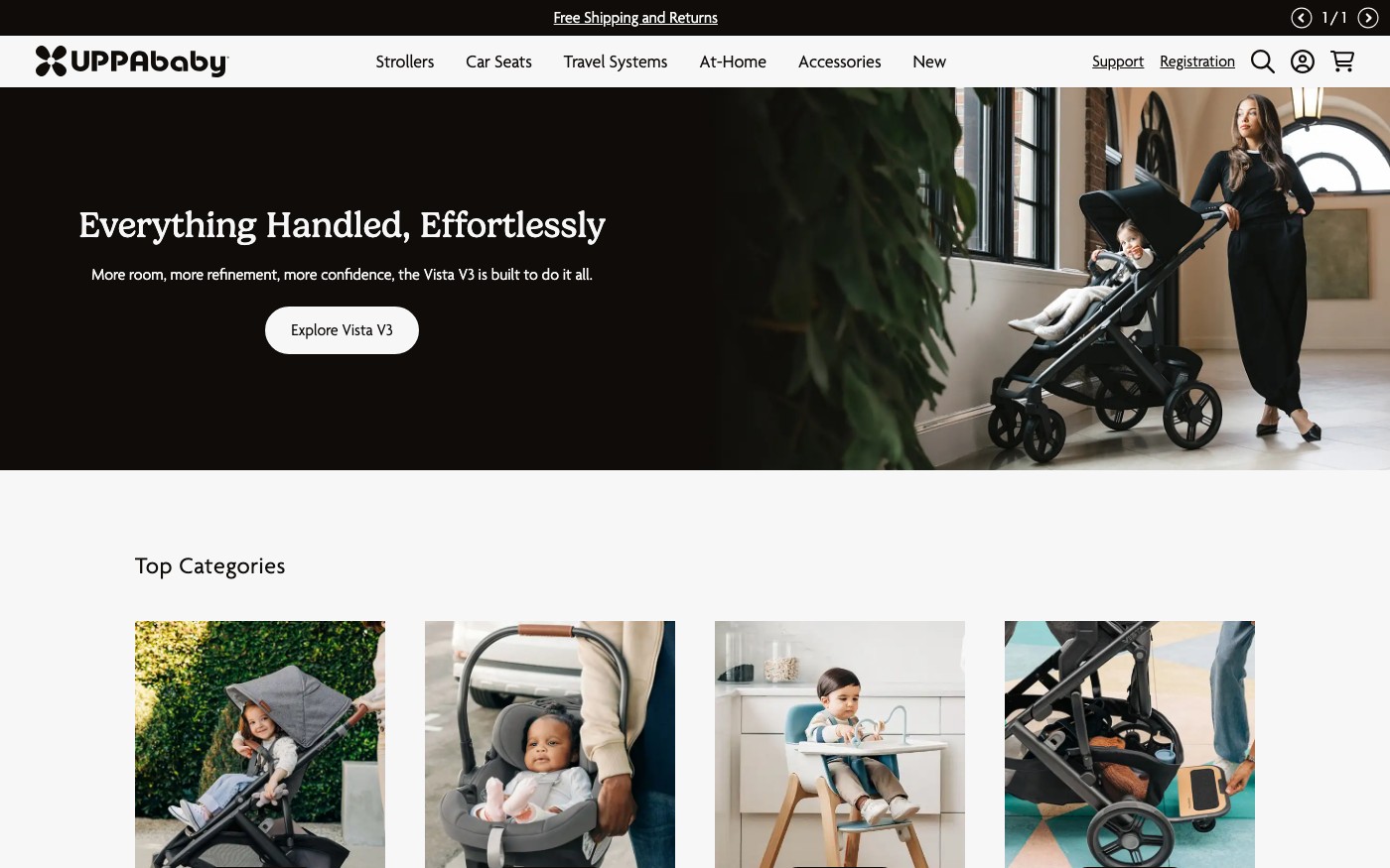 Captura de pantalla de la home de UPPAbaby