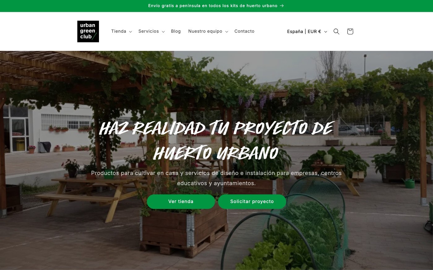 Captura limpia de la home oficial de Urban Green Club