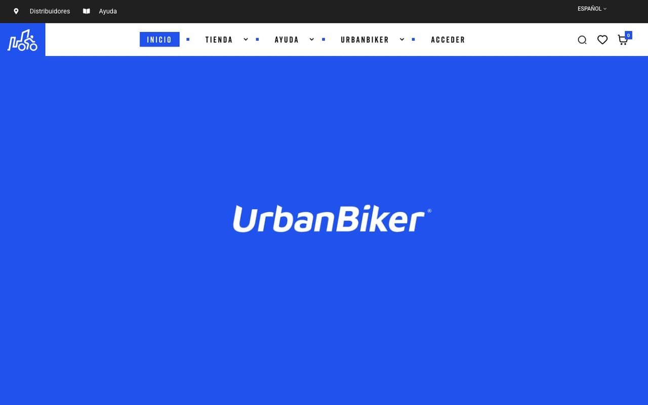 Captura de pantalla de la home de UrbanBiker
