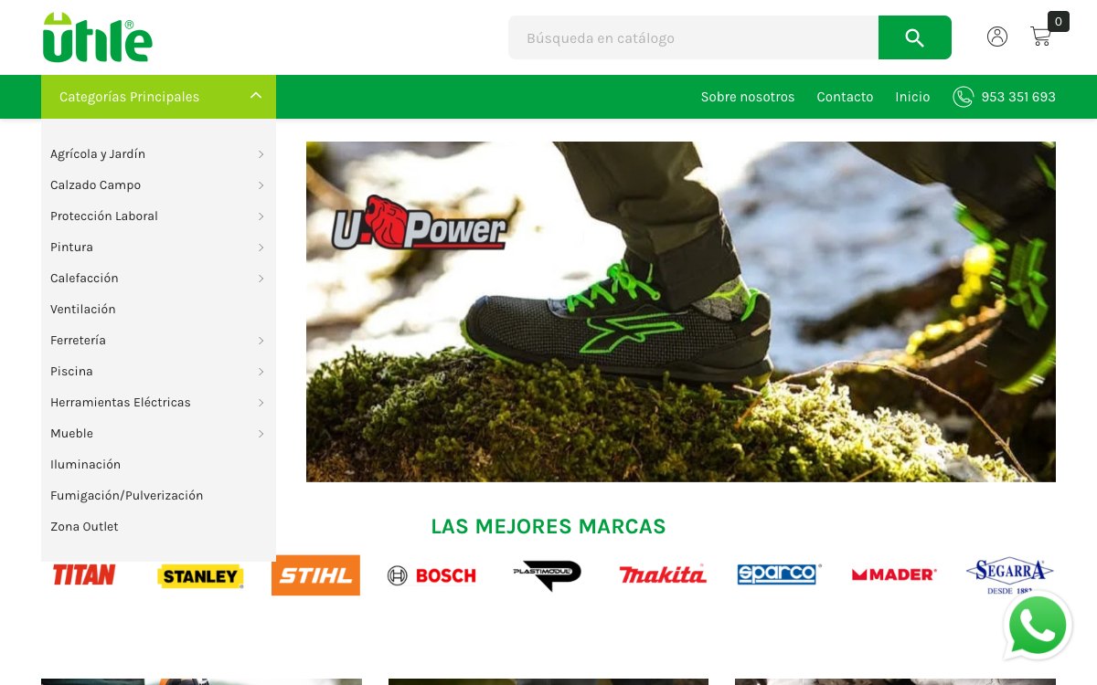 Captura de pantalla de la home de Utile