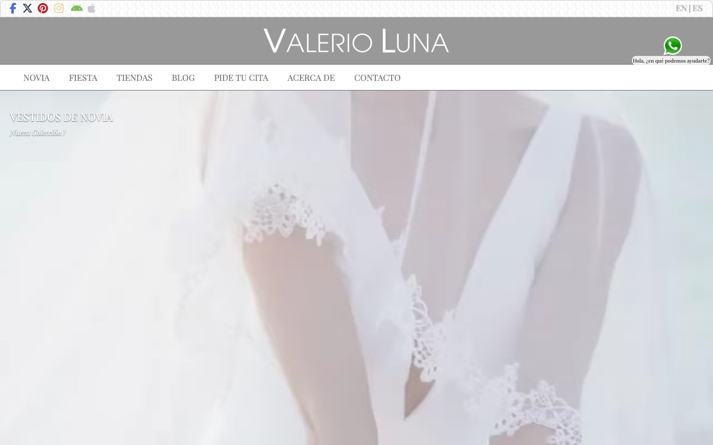 Captura limpia de la home oficial de Valerio Luna