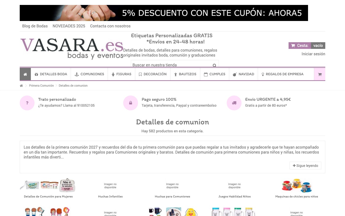 Captura limpia de la home oficial de Vasara
