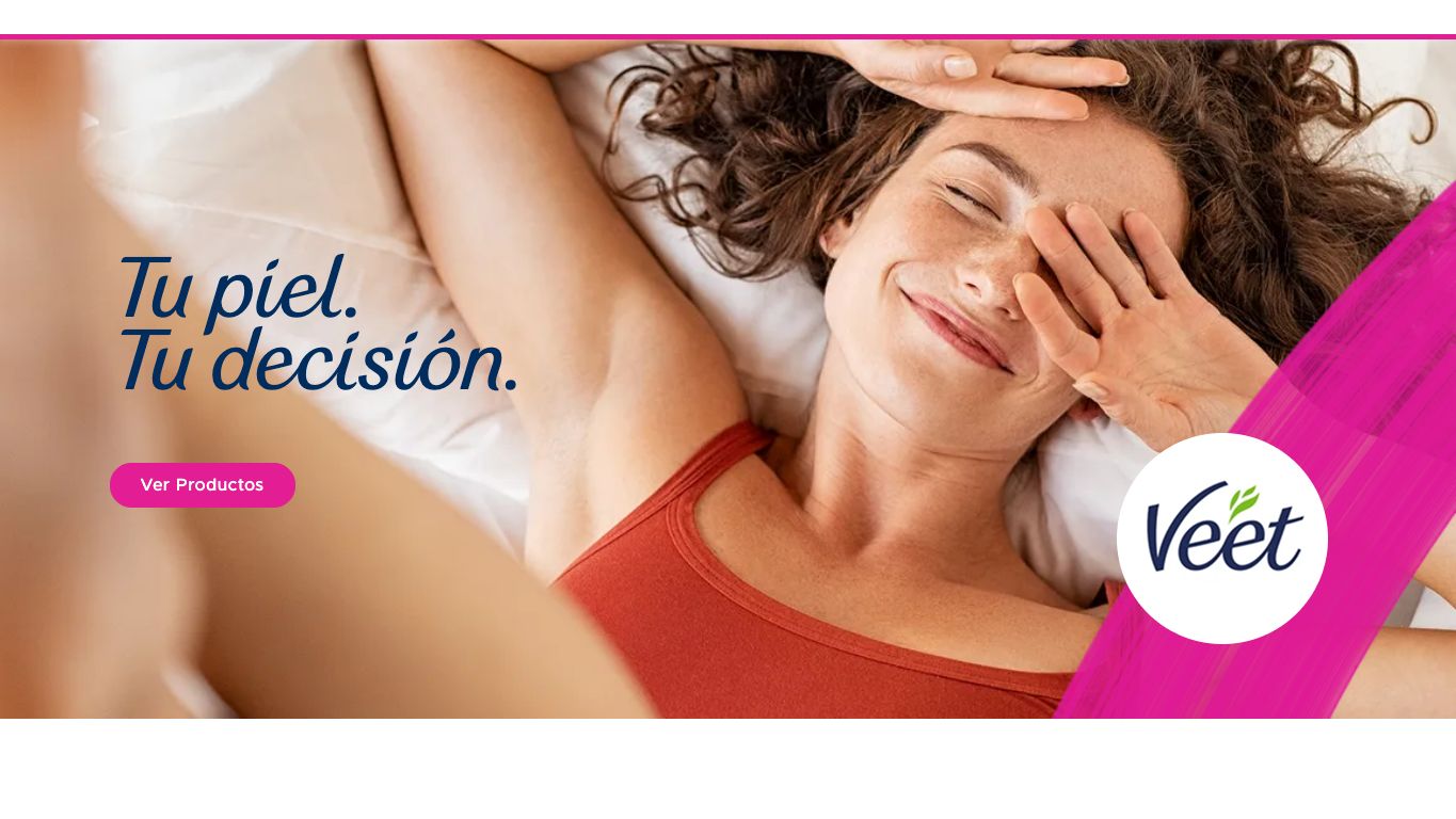 Captura real de la home de Veet