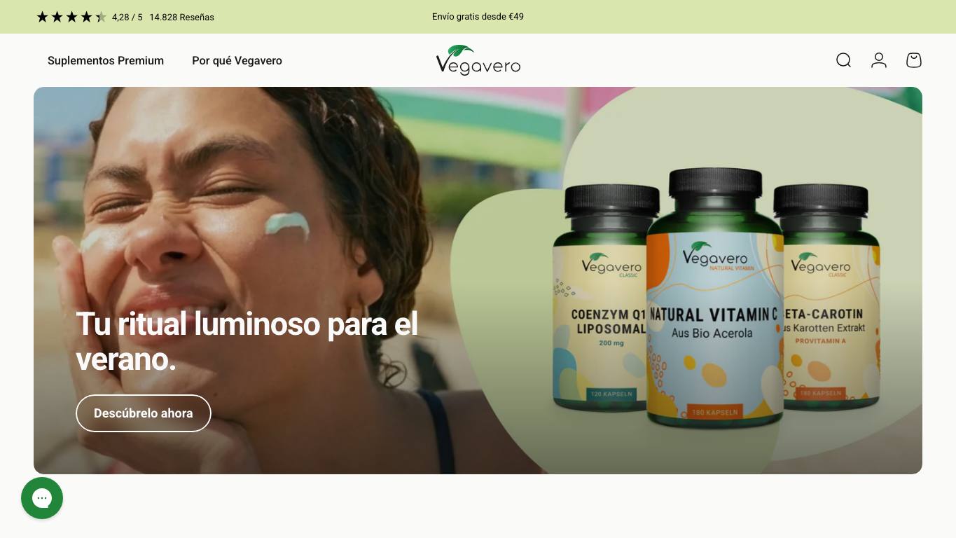 Captura limpia de la home oficial de Vegavero