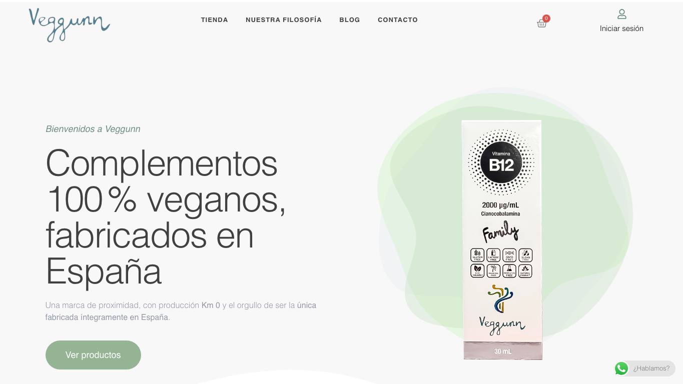 Captura de pantalla de la home de VEGGUNN