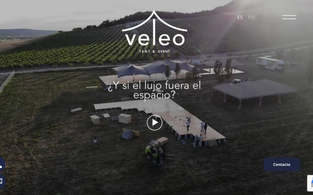 Captura de pantalla de la home de Veleo