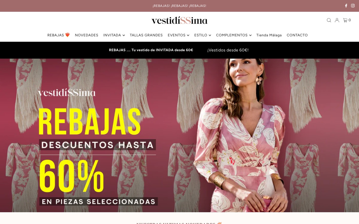 Captura limpia de la home oficial de Vestidissima