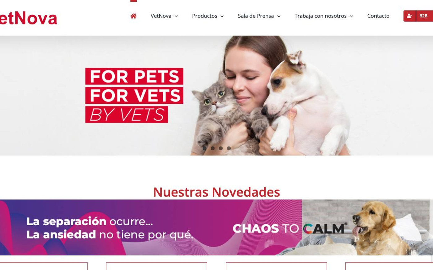 Captura limpia de la home oficial de VetNova
