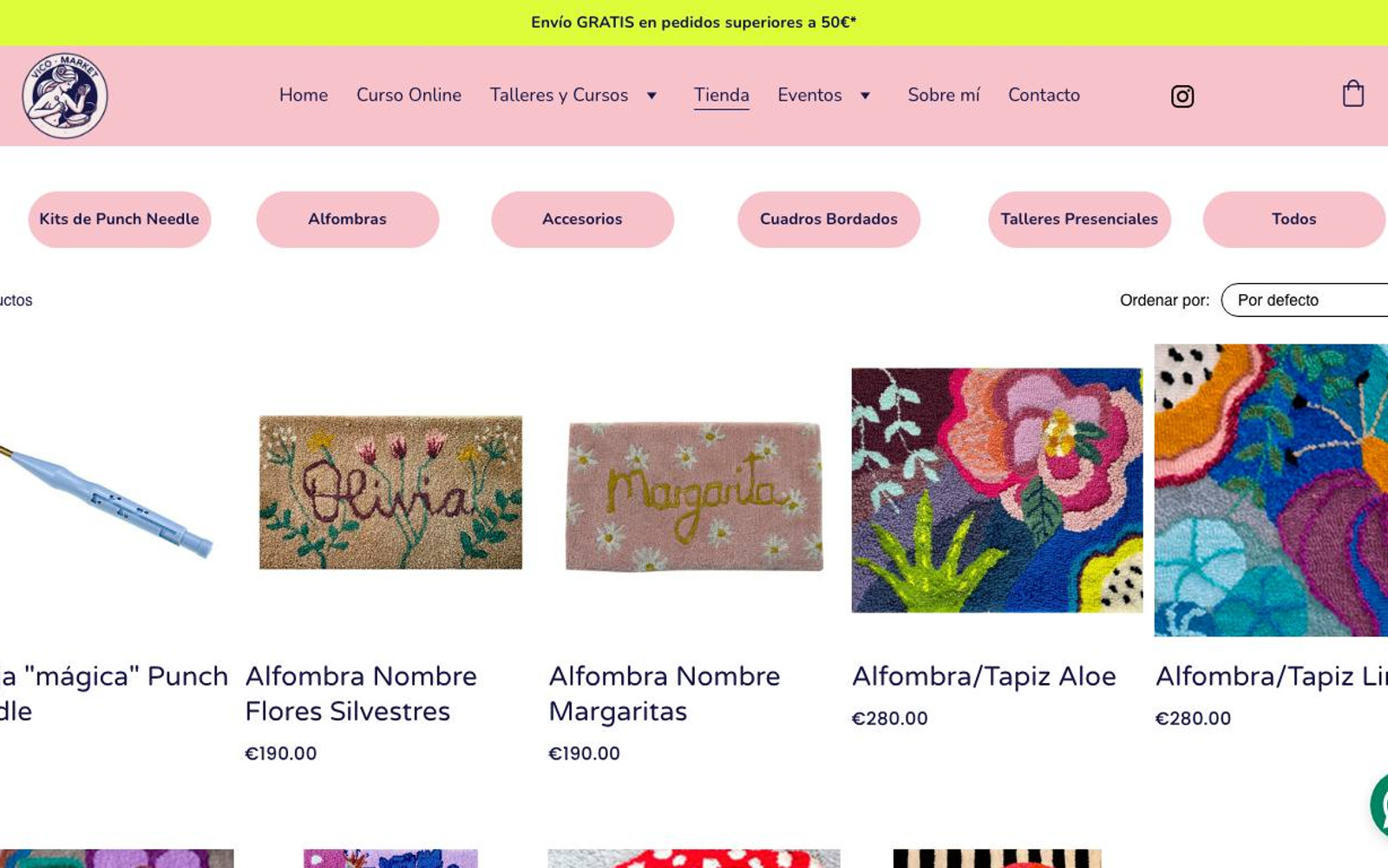 Captura limpia de la página de inicio de Vico Market