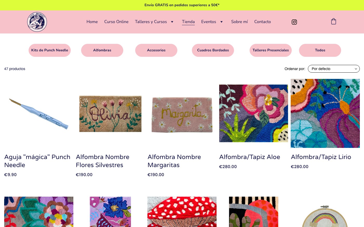 Captura de pantalla de la home de VicoMarket