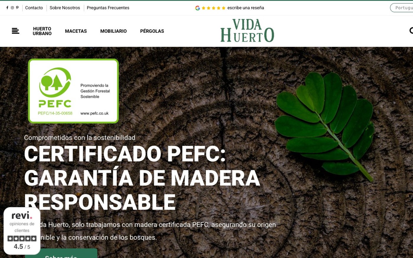 Captura limpia de la home oficial de Vida Huerto