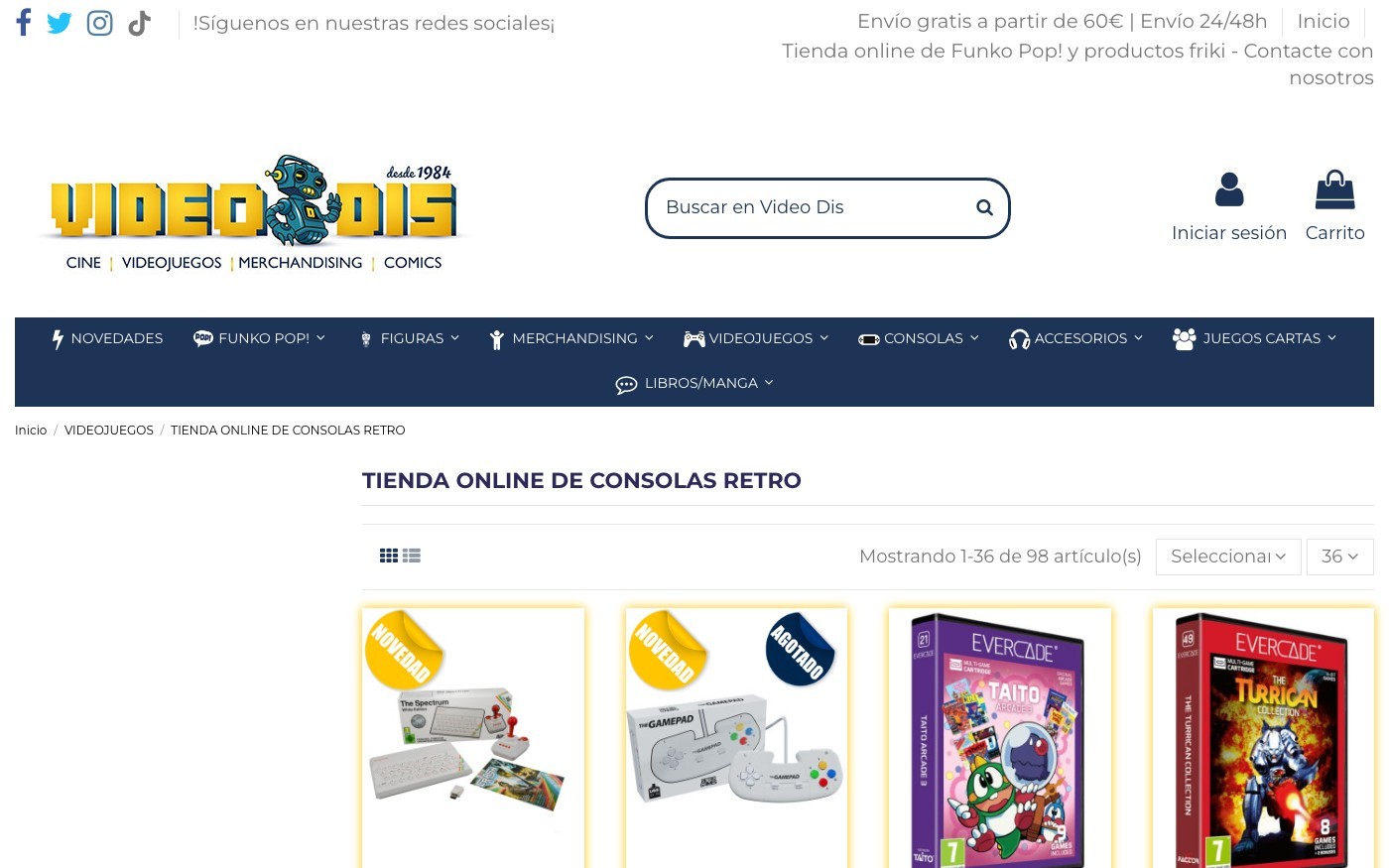 Captura limpia de la home oficial de Videodis