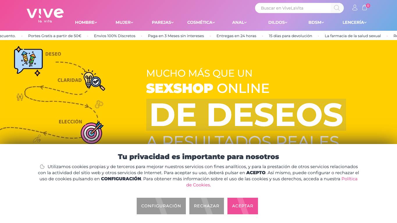 Captura de pantalla de la home de VivelaVita