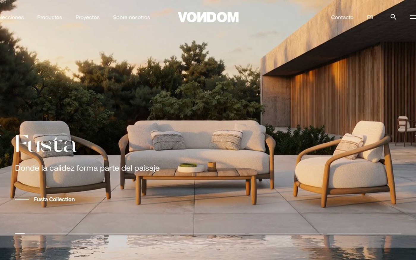 Captura de pantalla de la home de Vondom