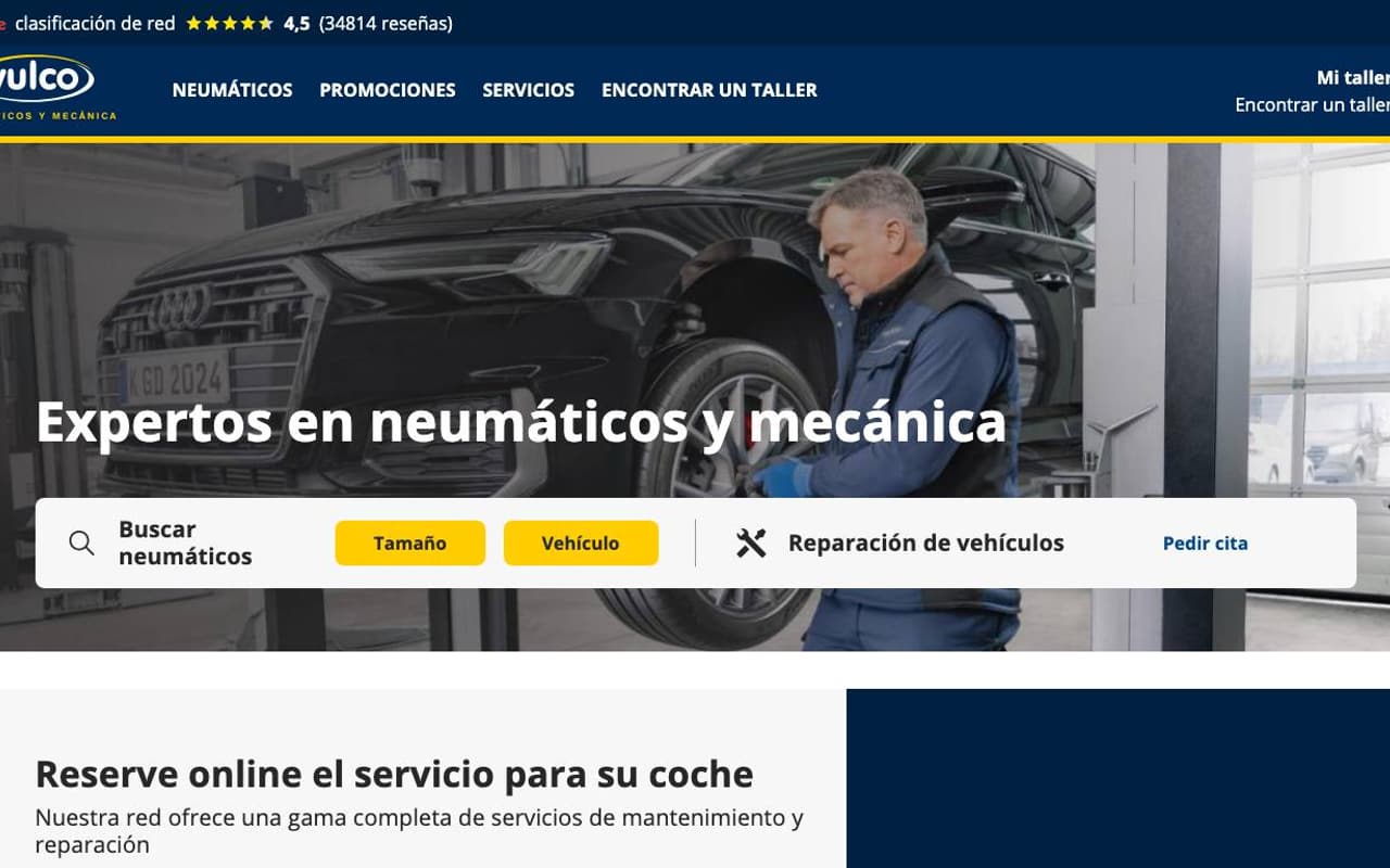 Captura de pantalla de la home de Vulco