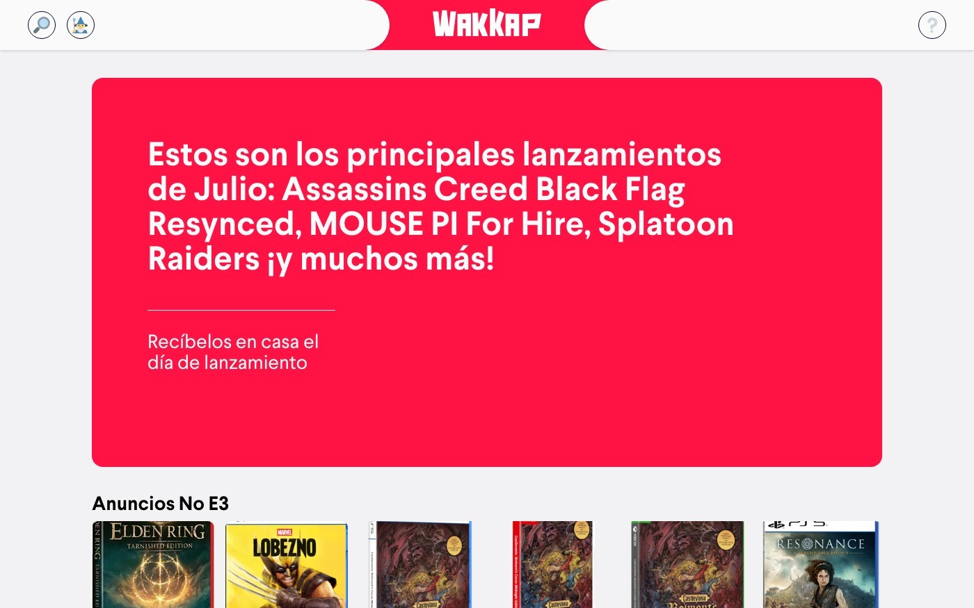 Captura de pantalla de la home de Wakkap