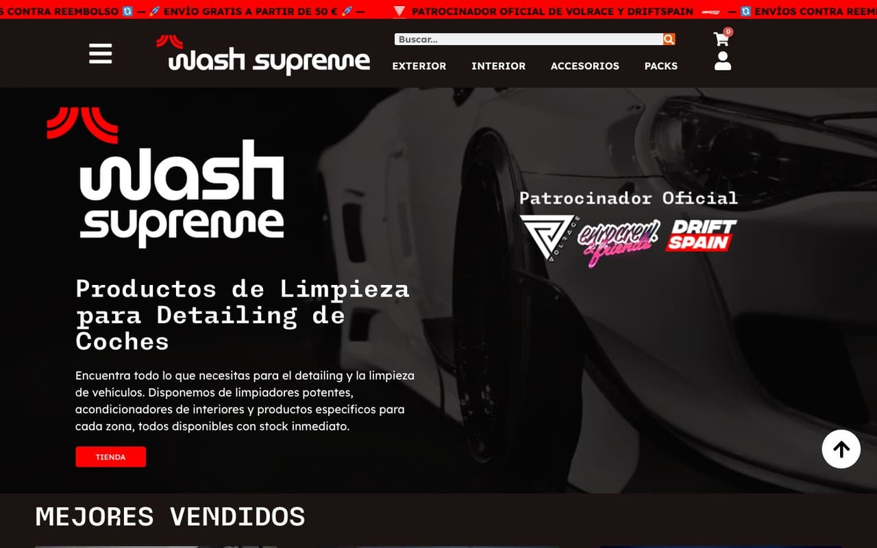 Captura limpia de la home oficial de Wash Supreme