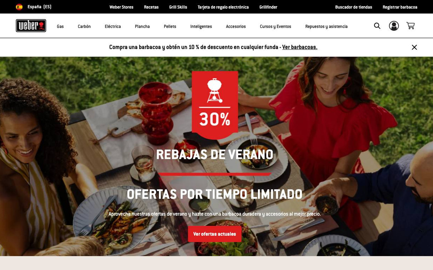 Captura limpia de la home oficial de Weber España
