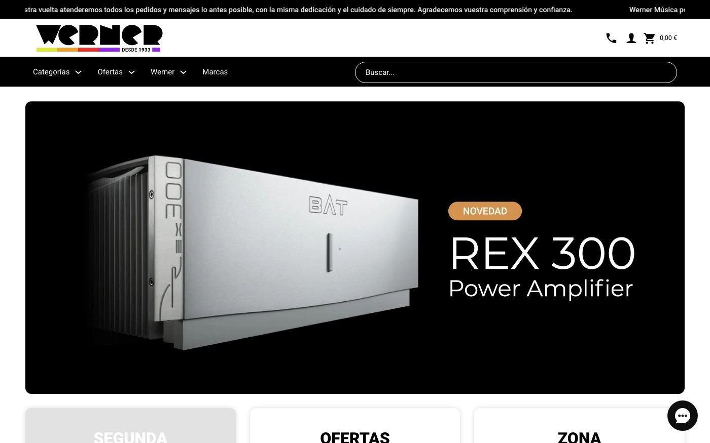 Captura limpia de la home oficial de Werner Música