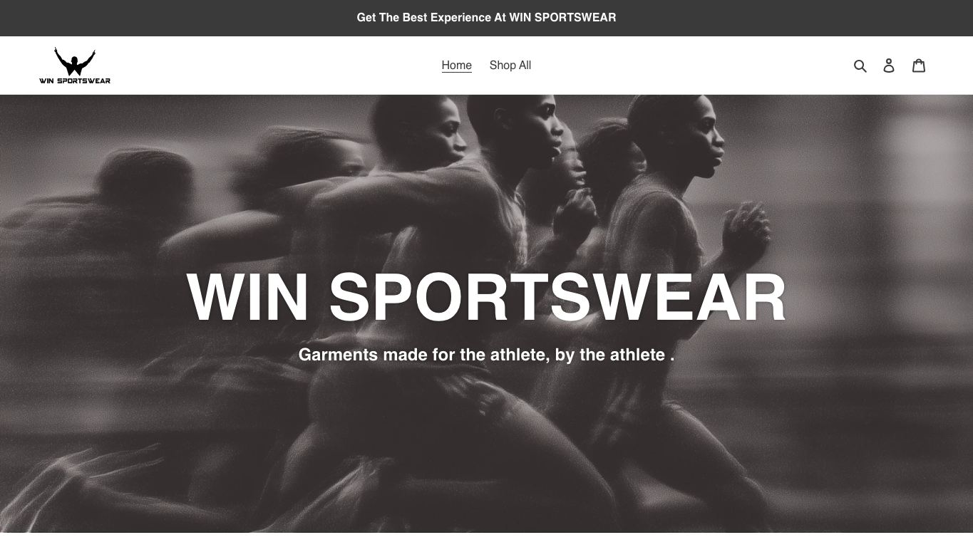 Captura real de la home de Win Sportswear