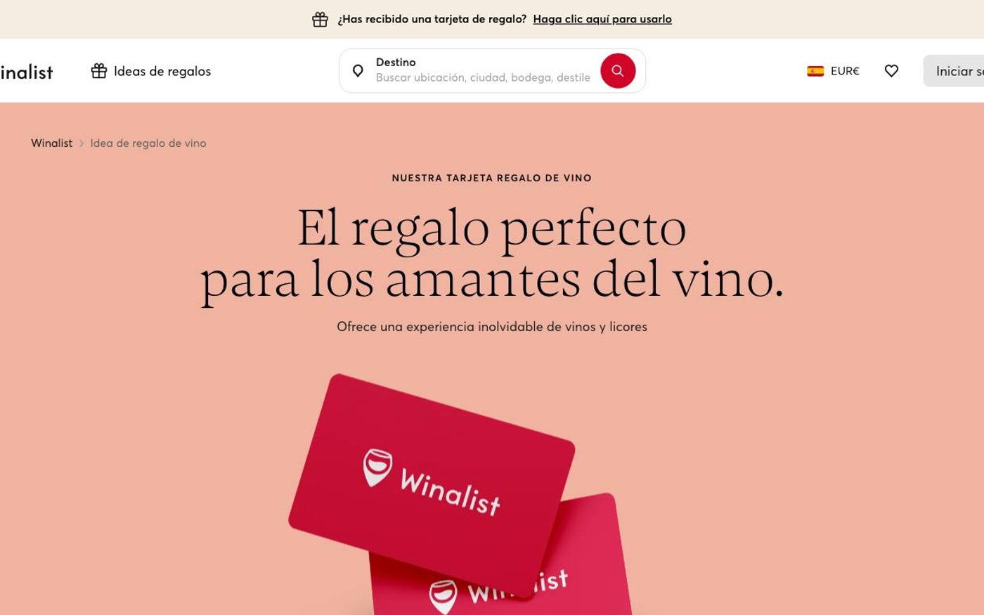 Captura de pantalla de la home de Winalist