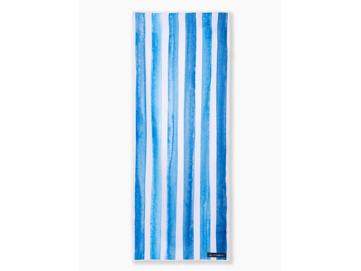 Aqua Stripes - Schnelltrocknendes Reise- und Strandtuch mit Geheimfach