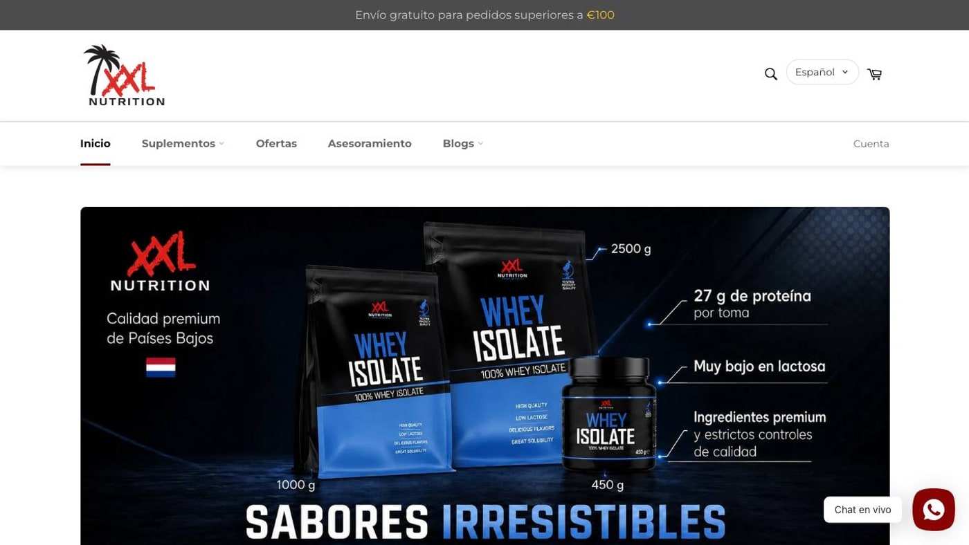 Captura limpia de la home de XXL España