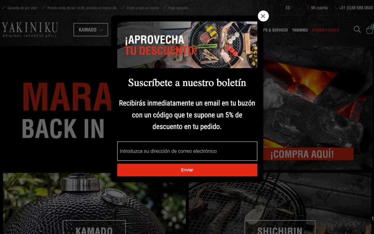 Captura de pantalla de la home de YAKINIKU Grill