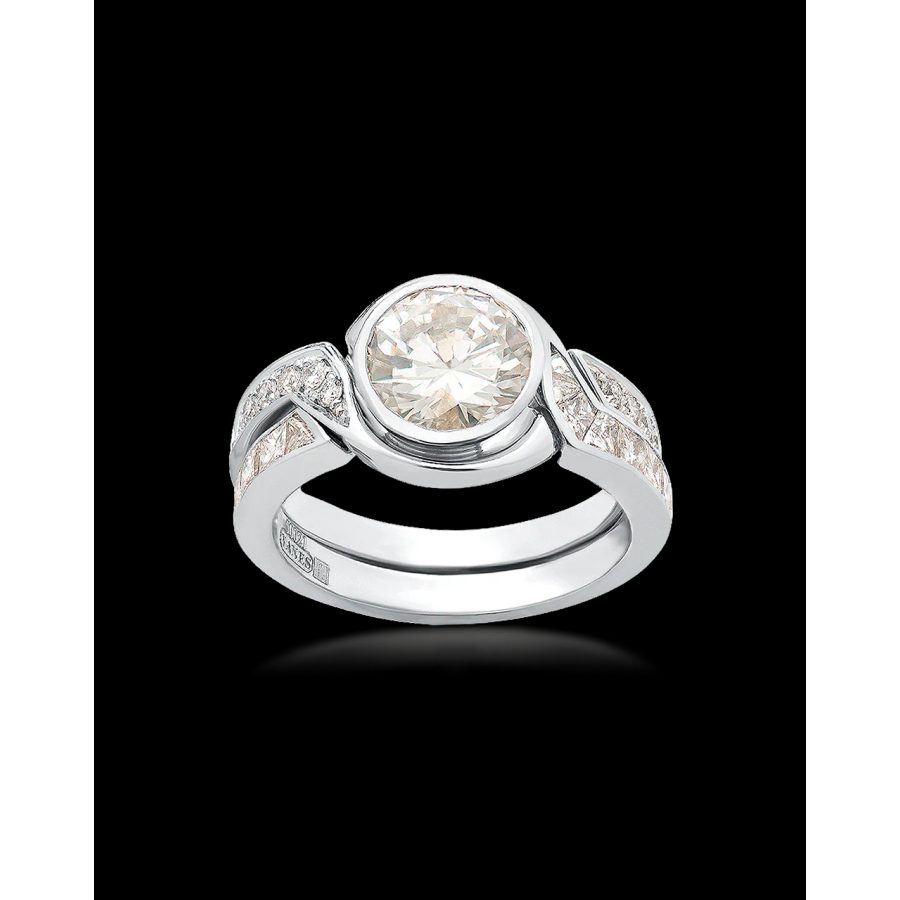 Anillo Solitario Soul diamantes, oro blanco