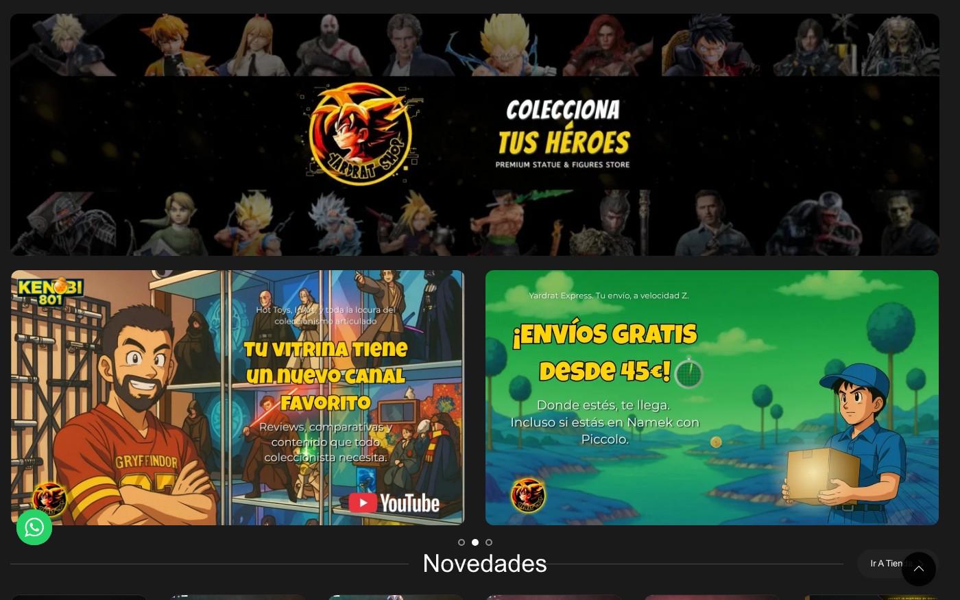Captura de pantalla de la home de Yardrat Shop