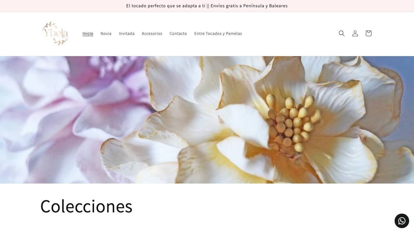 Captura de pantalla de la home de Ybela