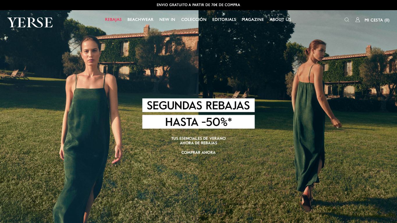 Captura real de la home de Yerse